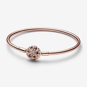 Pandora Sparkling Snowflake Clasp Bangle – 14k Rose Gold Plated | NWT